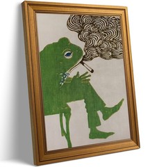 Vintage Gold Framed – Smoking Frog Canvas Wall Art,Japanese Ukiyo-Style Pictu…