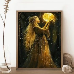 Canvas Wall Art CELTIC MOON GODDESS Whimsical 12 x 16 858