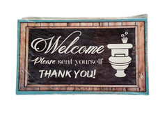 Funny Bathroom Wall Art 14″ x 8″ Welcome Please Seat Yourself Thank You