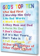 God’s Rules Bible Posters for Kids – 12×15 Canvas Wall Decor