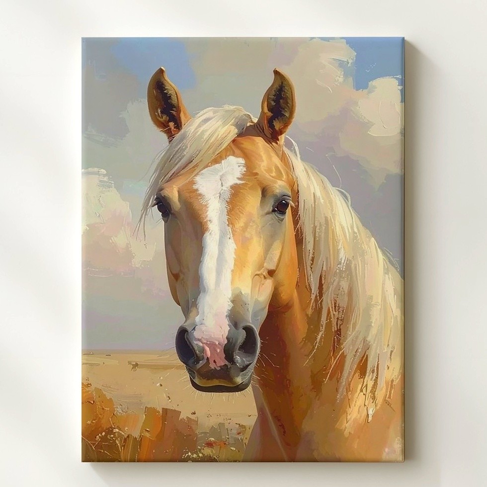 Golden Grace Horse Canvascreamy Portrait With Flowing White Mane Wall Art