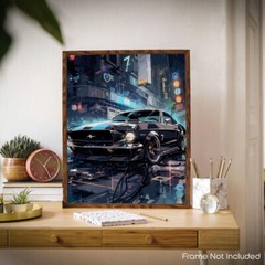 Ford Mustang Poster Room Classic Car Decor Art Garage Wall 11×14 Inches Unframed
