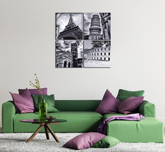 Stunning 4 Panel Canvas Art – European Architecture for Modern Home Decor