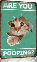 Black Cat Wall Art Vintage Bathroom Decor Poster – «Are You Pooping?»- Bathro…