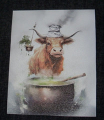 NEW Set of 4 Pc Funny COWS COOKING Cow Chef Canvas Art Prints 8″ x 10″ Kitchen