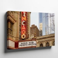 Chicago Theater Marquee Urban Cityscape Canvas Wall Art Modern Architecture