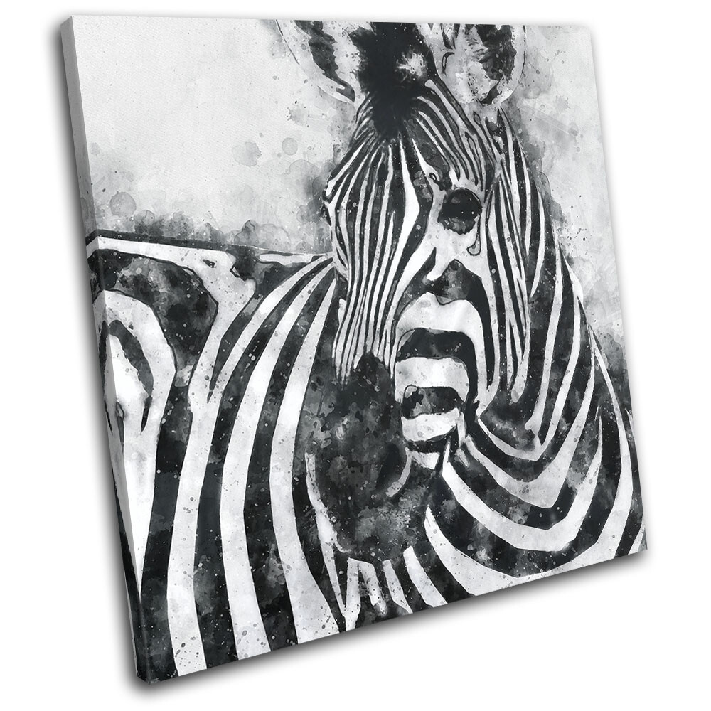 Abstract Zebra Africa Paint Animals SINGLE CANVAS WALL ART Picture Print