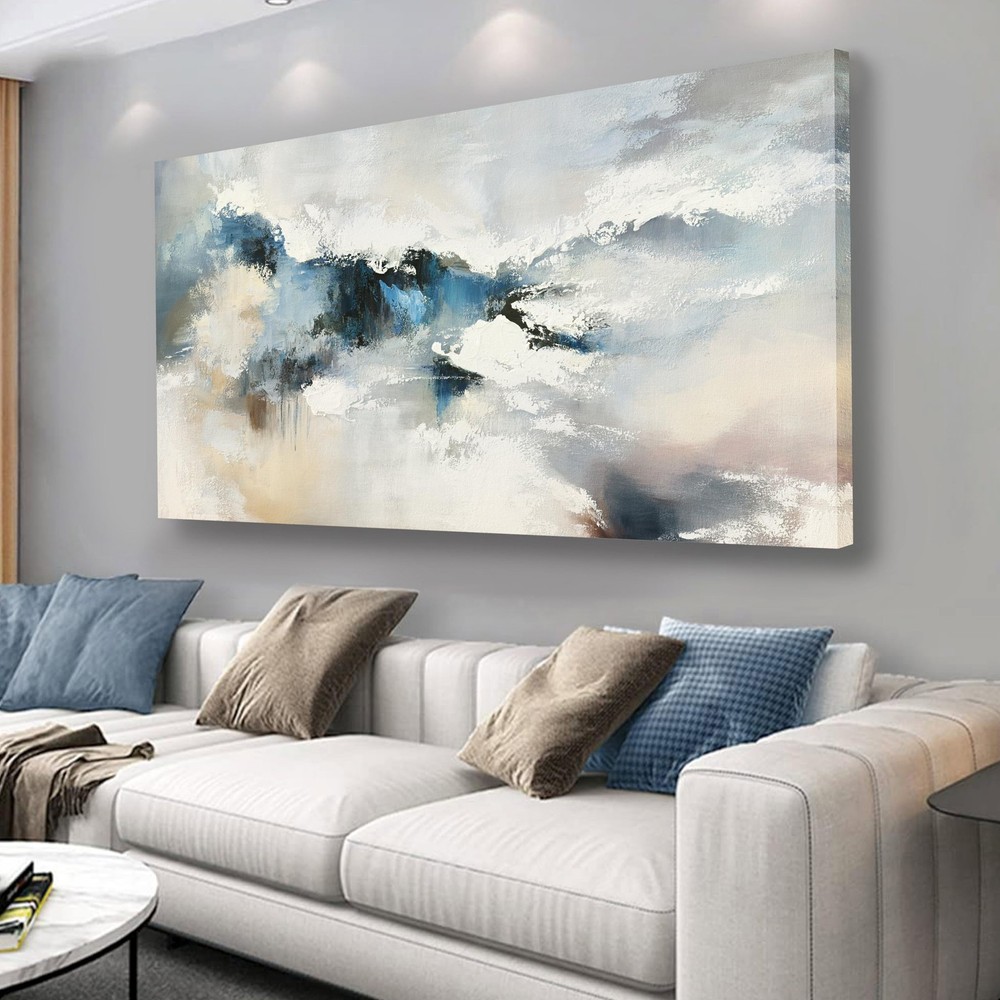 Yuaxker Abstract Wall Art Blue and White Wall Decor Vogue Canvas Painting Art…