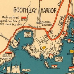 Color Pictorial Map of Maine Boothbay Harbor and vicinity Old Dirigo circa 1931