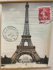 Eiffel Tower Paris Travel Hanging Print Poster 27 x 21 in Paper Wood Unframed