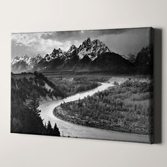 Ansel Adams, The Tetons and the Snake River, Grand Teton Canvas Print Wall Art