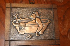 2 Vintage 3D Embossed Bathroom Humor Relief Copper Metal Picture Wall Art 8×10