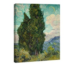 Wieco Art Cypresses Classic Giclee Canvas Prints Wall 16″L x 12″W, Green