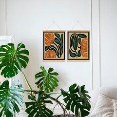 Vintage Boho Poster Hanger Frame, Flower Wall Art with Wooden Frames, Vintage…