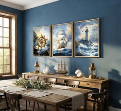 3PCS Nautical Canvas Wall Art Modern Sailing Sailboat 16″L x 12″W Posters