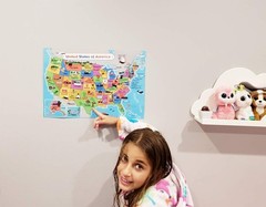 Kids United States Map | Wall Poster 13″ X 19″ US Map Premium Paper | 50 USA Sta