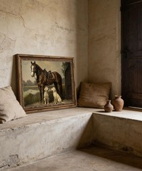Vintage Gold Framed Wall Art, Vintage Equestrian Wall Art Decor Rustic Horse …