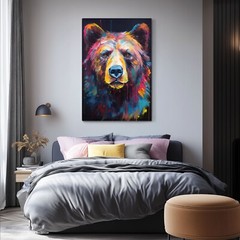 Grizzly Bear Portrait Oil Painting Print Framed Canvas Animals Art Wildlife