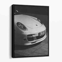 Porsche 911 Hood in Black & White Vintage Sports Cars Canvas Wall Art Print