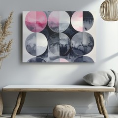 Geometric Watercolor Canvassoft Gradient Circles In Pink, Gray, & Black Wall Art