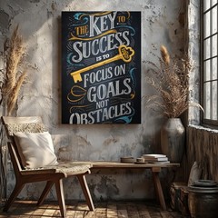 Motivational Canvas Wall Art Inspirational Quote Focus On Goals Success Home