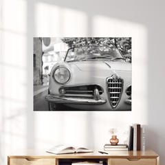 Alfa Romeo Giulia Spider Black & White Vintage Sports Cars Wall Art Poster Print