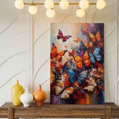 Wall Art Canvas a Vivid Composition of Multiple Butterflies in an Explosion of
