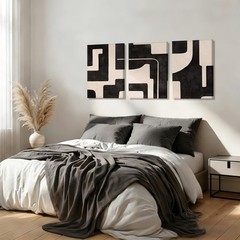 3 Pcs Black and White Abstract Wall Art Modern Minimalist Geometric Framed Ca…