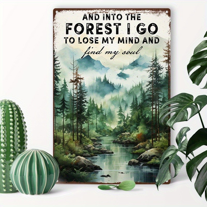 Tin Metal Signs Wall Art Forest Scenery Canvas Print with Pine 8×12