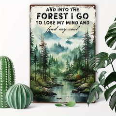 Tin Metal Signs Wall Art Forest Scenery Canvas Print with Pine 8×12