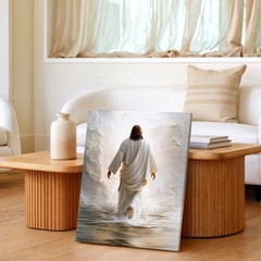 Wall Art Religious Figure Walking on Water Canvas Print Spiritual Home Decor