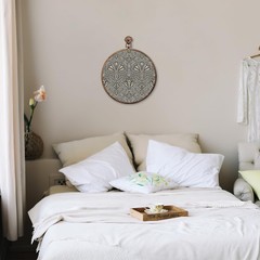 Art Deco Nouveau Botanical Round Wall Art, Boho Abstract Neutral Floral Vine …