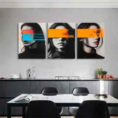 3pcs Women Vibrant Color Blocks Eyes Perfect Wall Art Canvas Unframed/Framed