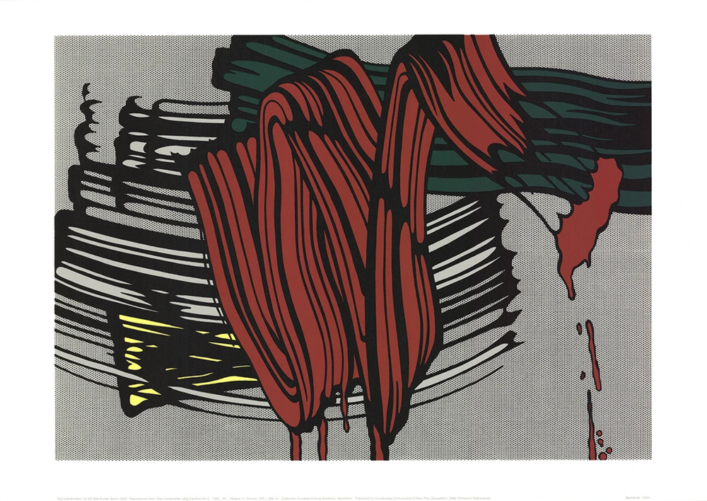 ROY LICHTENSTEIN Big Painting #6 27.5″ x 39.5″ Serigraph 2000 Pop Art Red, Green