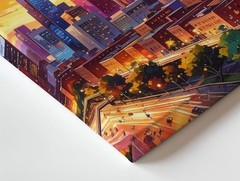 Sunset Energy Cityscape Canvas Vibrant Futuristic Urban Wall Art