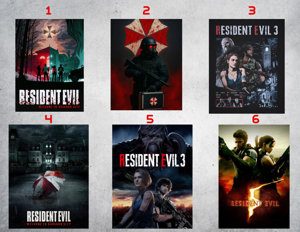 Resident Evil Video Game & Movie Wall Collage Poster Prints