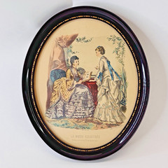 Pair of Vintage La Mode Illustree Prints Oval Plastic Frames Glass Fashion 11″