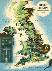 Great Britain’s Natural And Industrial Resources – 1930’s – Pictorial Map