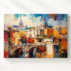 Wall Art Vibrant Rome Cityscape Canvas Textured European Architecture Art