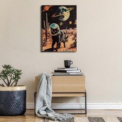 Ijeroain Black Space Cats Wall Art Funny Cat Wall Decor Pictures Cat astronau…