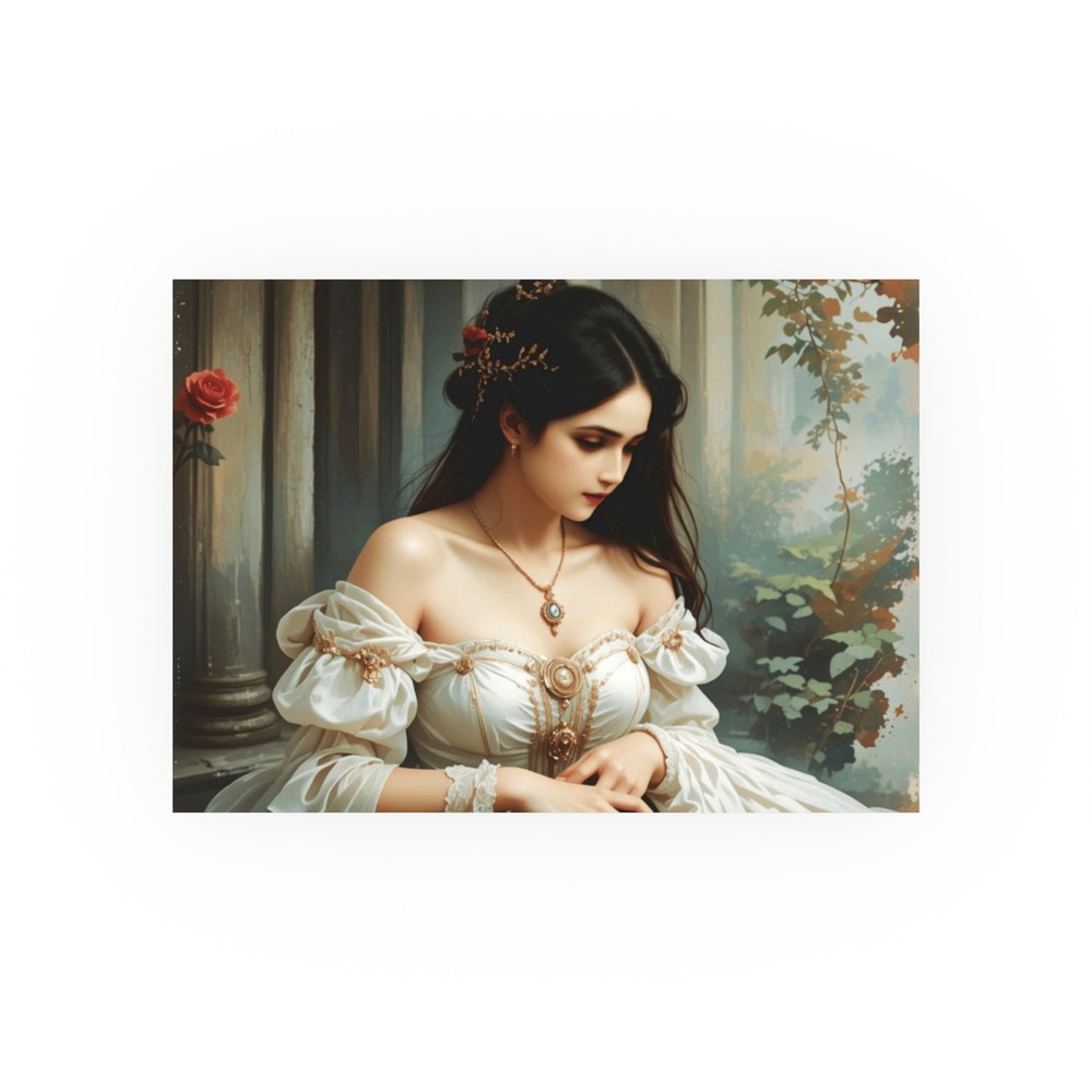 Victorian Woman Lady Vintage Painting Print Woman Dark Academia Wall Art