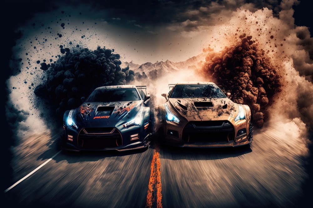 Nissan GT-R Sports Cars Drifting Poster A4/A3 Choose size Semi-Gloss poster only