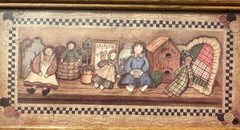 Vintage Primitive Carousel Unlimited Folk Art Rag Dolls With Wooden Frame 9”x5.5