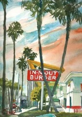 In N Out : Sandra Watercolors™ California : LE, Signed, Suitable for Framing
