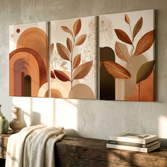 3 Pieces Abstract Earth Tones Large Wall Art Set for Living Room Set Of 3