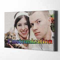 Personalized Couple Anniversary Gift Thick Frameless Canvas Custom Photo Date