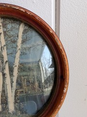 Vintage Peter Watson Studio Birch Tree Landscape Round Bubble Cottage Art Frame