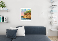 Wisconsin Welcome To Adventure Retro Travel Art Poster 24×36 inch