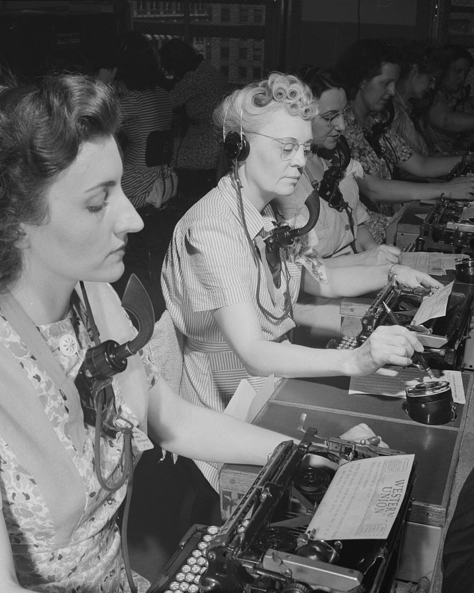 Telephone operators at telegraph office in Washington DC WWII 1943 Photo Print