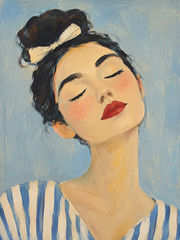 Elegant Woman Portrait Oil Painting Wall Art Impressionist Girl Canvas Poster
